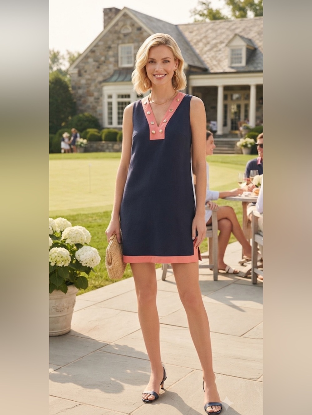 New Tommy Hilfiger Contrast-trim Shift dress